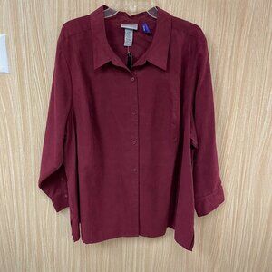 Catherines red faux suede top size  26/28WP
